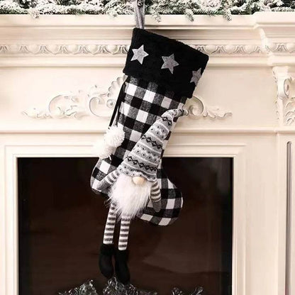 Red And Black Plaid Hanging Feet Stockings Christmas - www.Shopthatapp.com