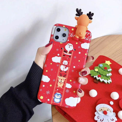 Merry Snowflakes Santa Deer Christmas-themed phone case - www.Shopthatapp.com