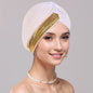 New Rhinestone Turban Cap For Women Pleated Elastic Head Wrap Stylish Ramadan Head Scarf Bonnet Chemo Cap Wedding African Hat - www.Shopthatapp.com