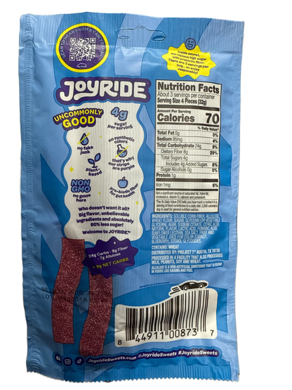 JOYRIDE UNCOMMON CANDY Sour Blue Raspberry Strips 3.5OZ - U.S Edition - www.Shopthatapp.com