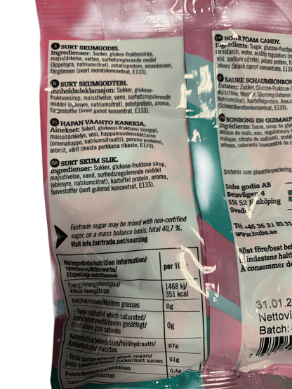 Bubs Goody Sour Ovals Raspberry Blueberry Candy 90G - Swedish Edition - www.Shopthatapp.com