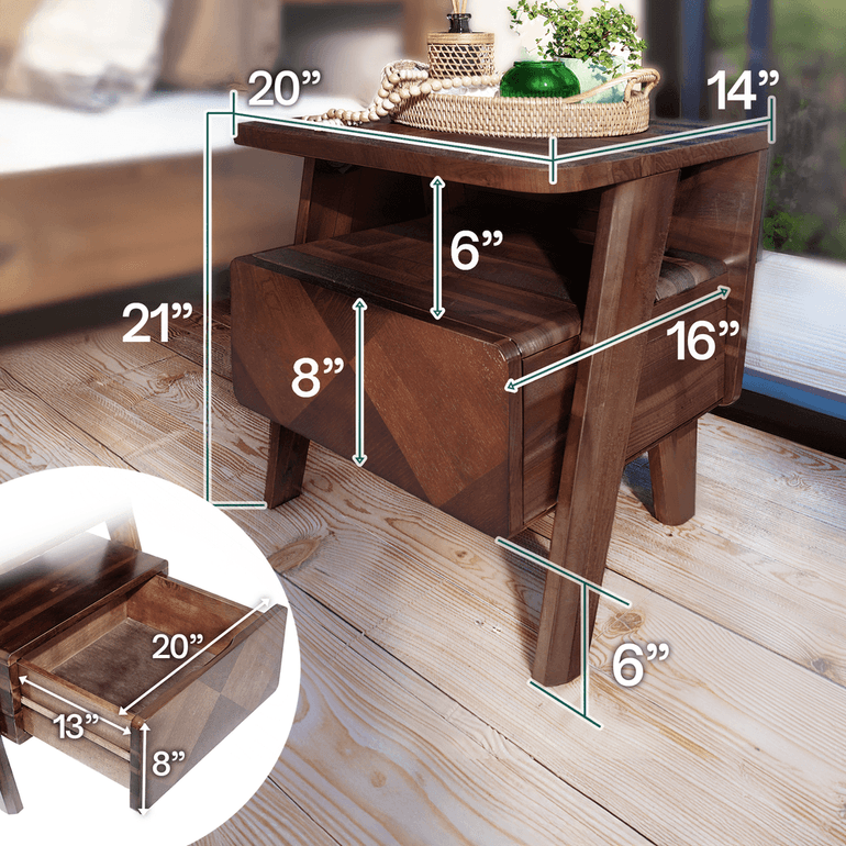 Rum Nightstand with drawer - www.Shopthatapp.com