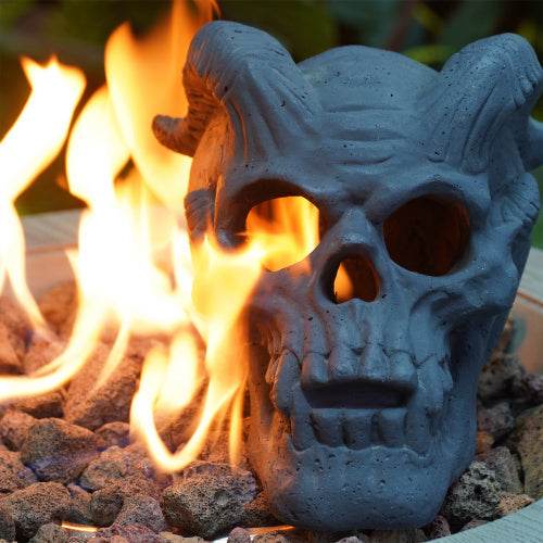 Refractory Materials Fireproof Imitated Human Fire Pit Skulls Gas Log For NG, LP Wood Fireplace, Firepit, Campfire, Halloween Decor, BBQ - www.Shopthatapp.com