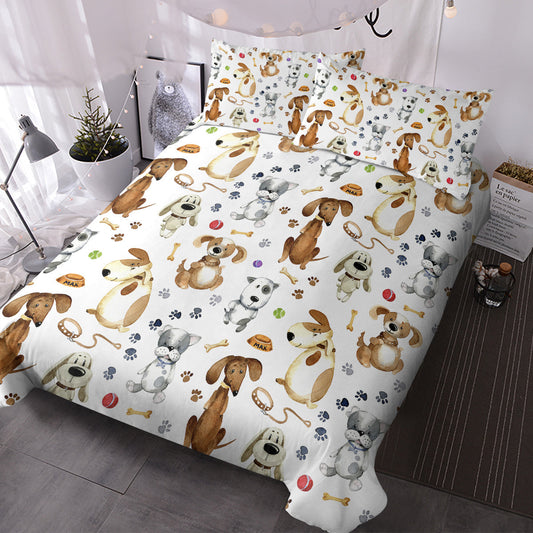 Kids' Duvet Cover Sets Animals Pastel Duvet Covers Cartoon Dogs Paws Pattern Bed Sets 3 Pieces 1 Duvet Cover And 2 Pillow Cases Cute Puppy Dogs Bedding For Kids - www.Shopthatapp.com
