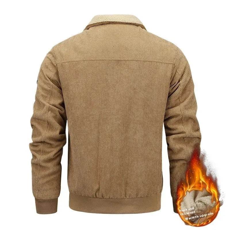 Winter Lapel Fleece Jacket With Pockets Warm Thicken Cotton Coat Men's Clothing - www.Shopthatapp.com