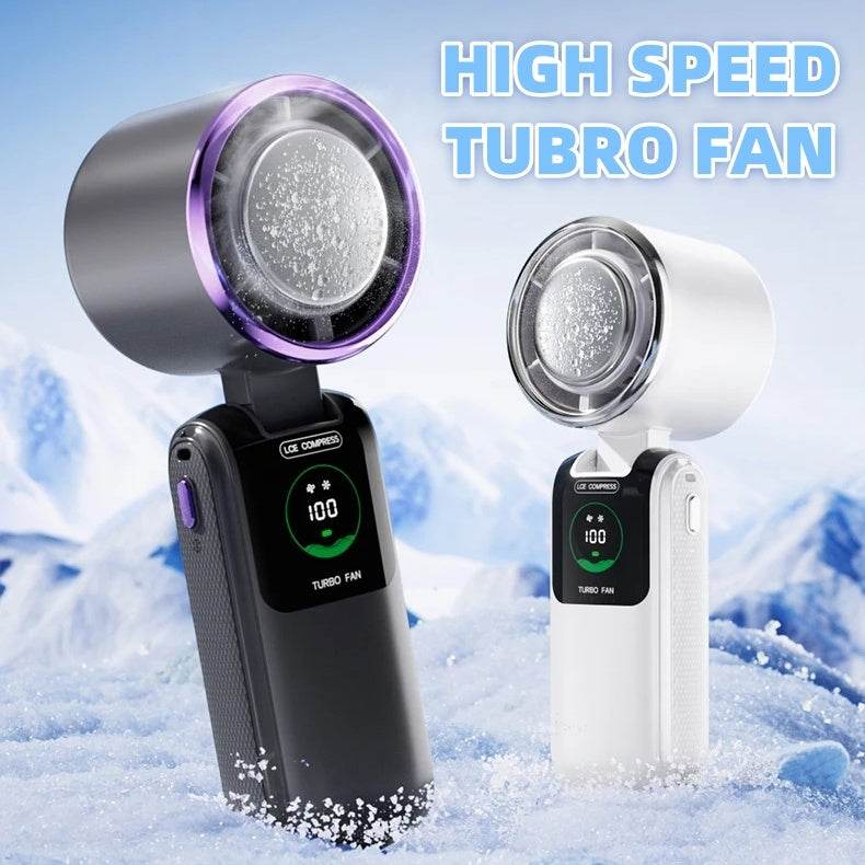New Ice Pack High-Speed Handheld Eletirc Fan Speed Adjustable Folding Mini Fan Portable Outdoor Hanging Neck Small Fan - www.Shopthatapp.com