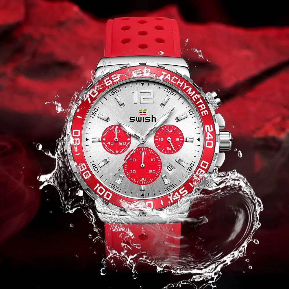 Men's Luminous Sports Breathable Hole Silicone Strap Six-pin Quartz Watch - www.Shopthatapp.com