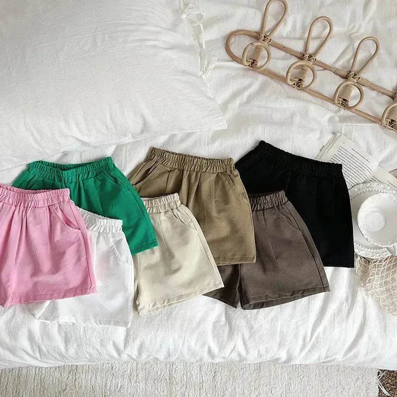 Casual Elastic Capri Pants Girls' Short pant for girls Neutral short pant for kids - www.Shopthatapp.com