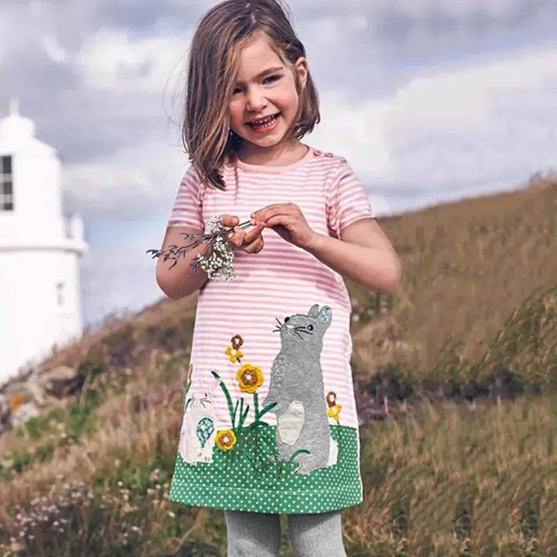 Casual Girls' Skirt gown  Cartoon Printed Cotton Dress for kids - www.Shopthatapp.com