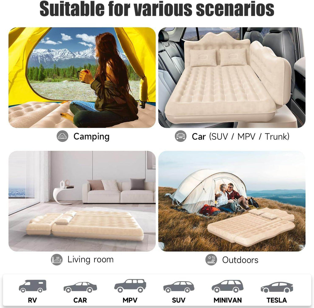 Inflatable Car Truck Outdoor Camping Air Mattress with 2 pillows - www.Shopthatapp.com