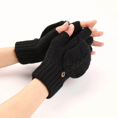 Wool Fingerless Gloves Women's Warm Fashionable Knitted Half Finger Oversleeves - www.Shopthatapp.com