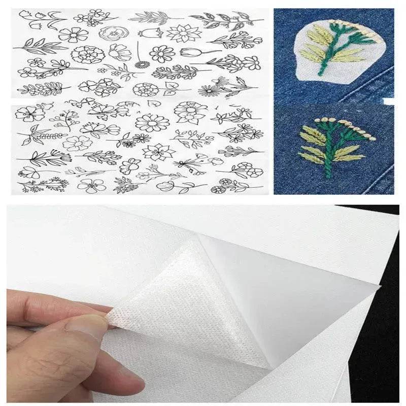 50pcs Water Soluble Stick and Stitch Embroidery Patterns stickers for Clothes - www.Shopthatapp.com