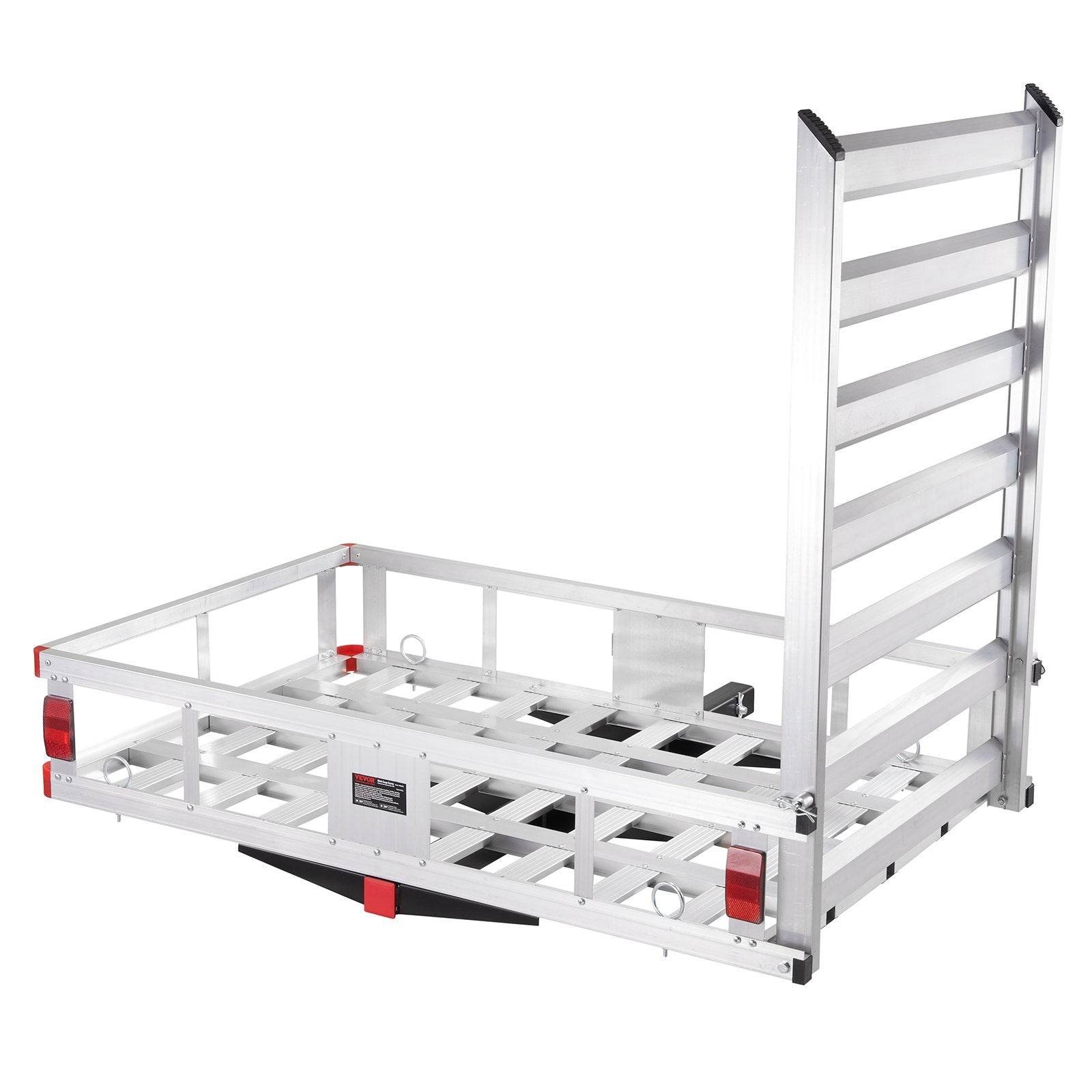 Hitch Cargo Carrier, 500lbs Capacity Trailer Hitch Mounted Cargo Basket, Aluminum Luggage Carrier Rack With Folding Ramp, Fits 2 Hitch Receiver For SUV Truck Pickup Camping - www.Shopthatapp.com