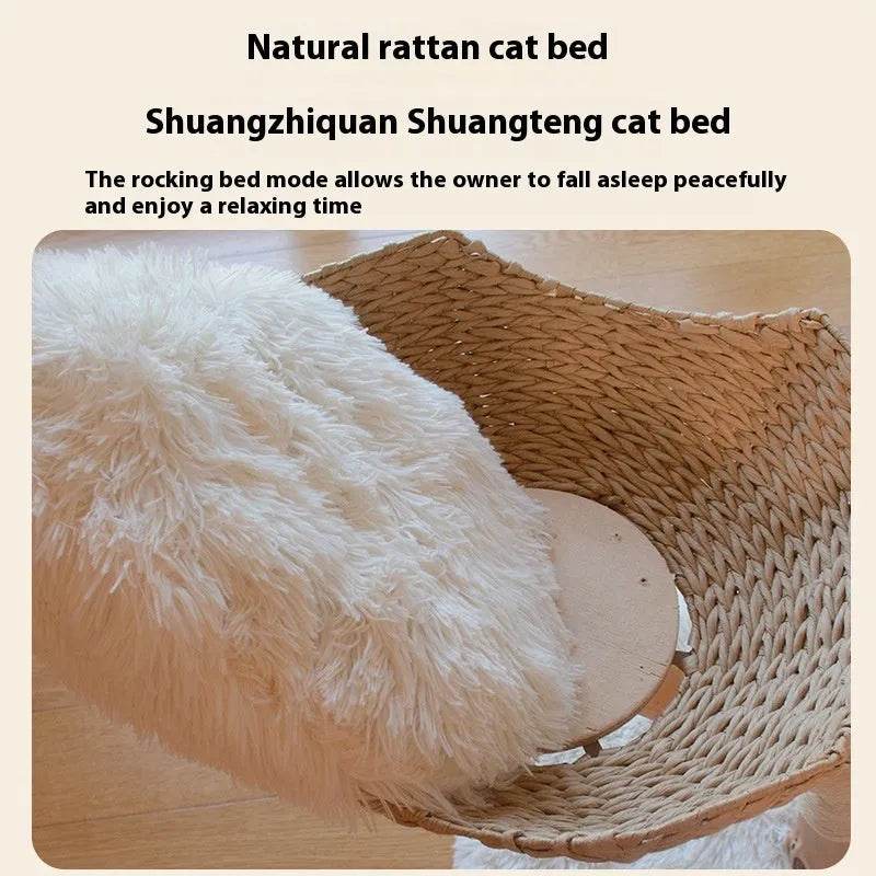 Natural Fruit Tree Cat Climbing Frame Solid Wood Rattan Cat Nest Cat Tree - www.Shopthatapp.com