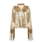 Women Fashion Long sleeve Tassel Sequin top jacket Y2K cropped jacket - www.Shopthatapp.com