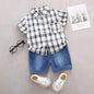 Children's Striped Shirt Denim Shorts Two-piece Set - www.Shopthatapp.com
