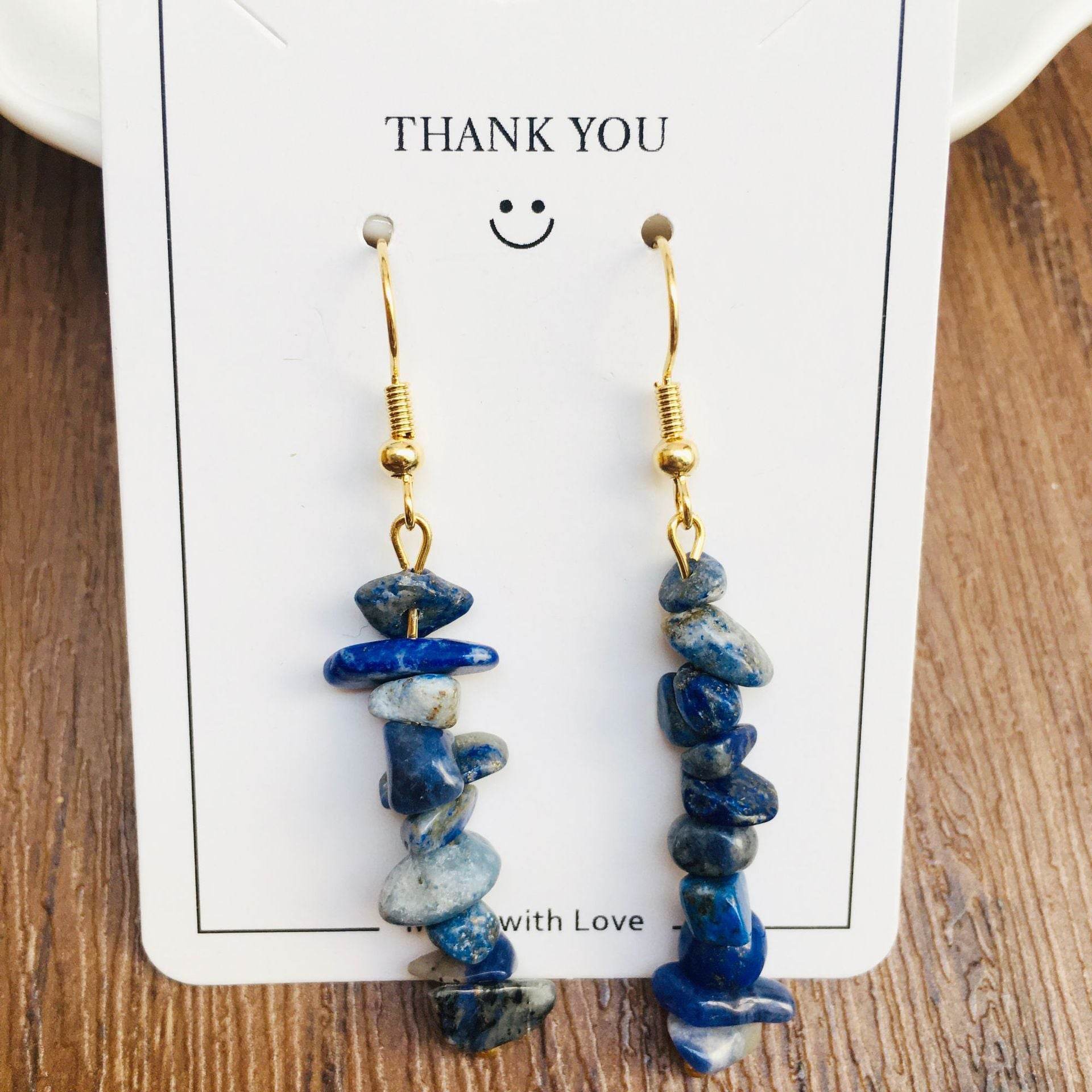 Handmade DIY Natural Crystal Stone Beaded Earrings - www.Shopthatapp.com