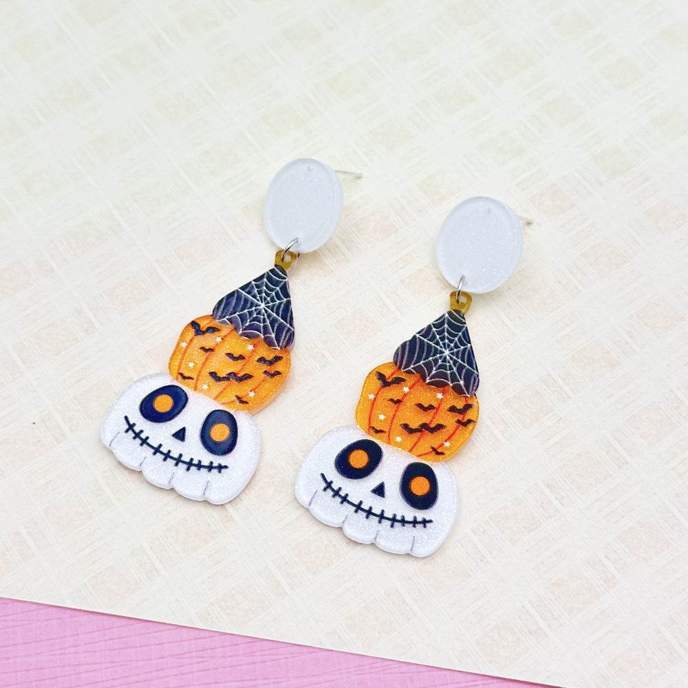Halloween Day Ornament Colorful Ghost Eyes Funny Acrylic Earrings For Women - www.Shopthatapp.com