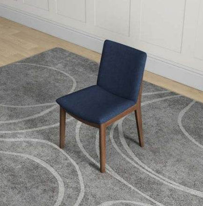 Laura Blue Linen Solid Wood Dining Chair  Set Of 2 Mid-Century Modern Style - www.Shopthatapp.com