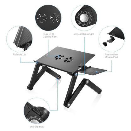 Folding Computer Desk Notebook Computer Stable With Double Fan - www.Shopthatapp.com