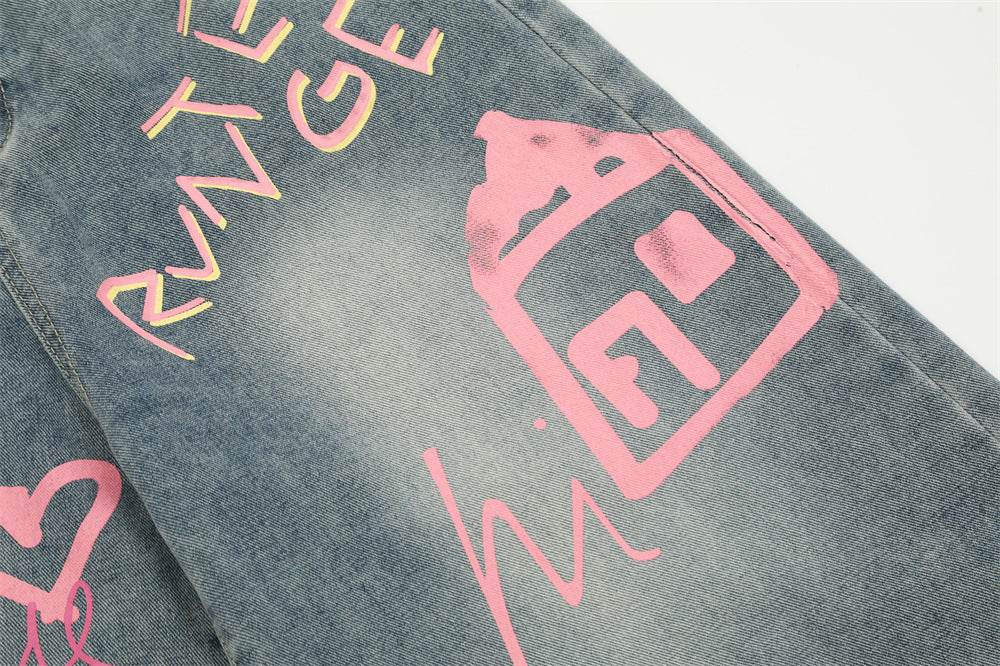 Hand Painted Graffiti Printing Denim Shorts Men Jeans - www.Shopthatapp.com