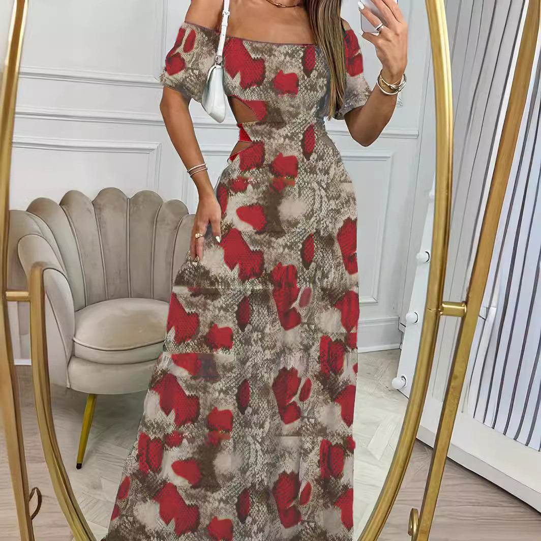 Off Shoulder Summer Maxi Dress Hollow out Cute Flowy dress - www.Shopthatapp.com