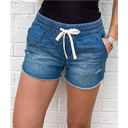 Denim Short Mid Waist Loose Jeans Wash - www.Shopthatapp.com