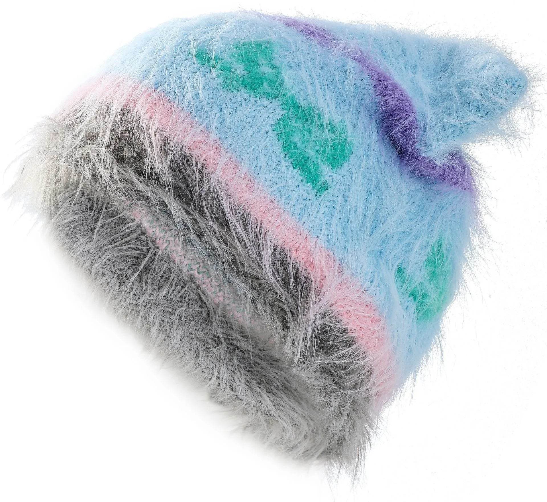 Cute Cat Ears Knitted Hat Earflaps Slipover Woolen Cap Beanies - www.Shopthatapp.com