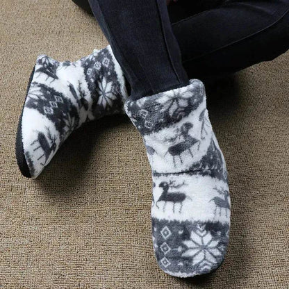 Christmas Elk Floor Shoes Indoor Socks Shoes Warm Plush House Slippers - www.Shopthatapp.com