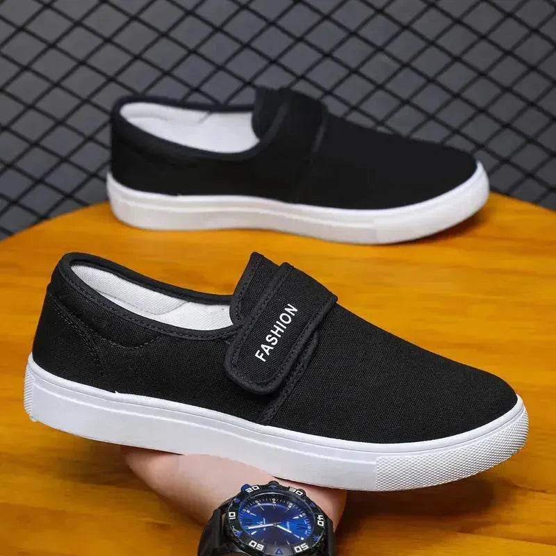 Canvas Flat Shoes Men Velcro Fashion Casual Unisex Sneakers - www.Shopthatapp.com