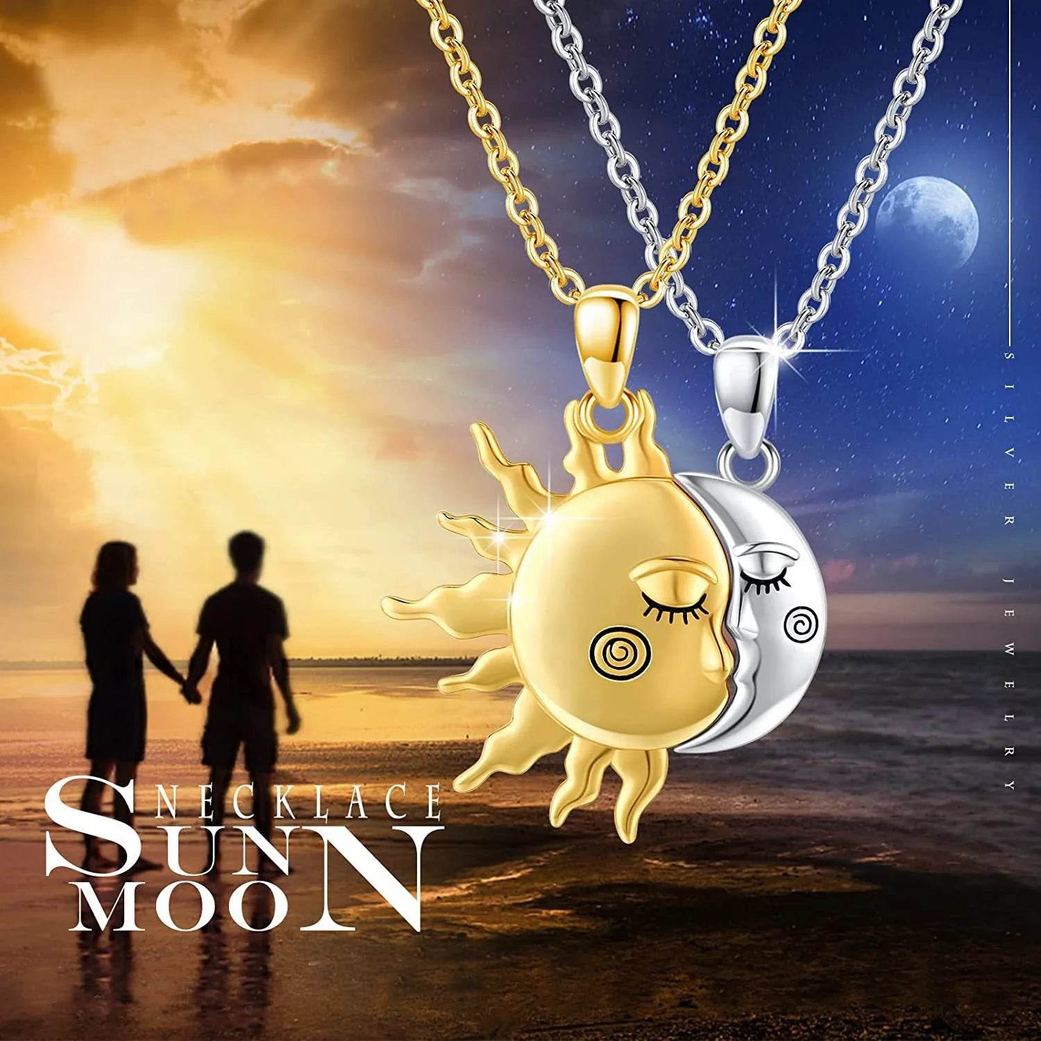 18K Golden Magnetic Sun Star Necklace Fashion Personality Couple Pendant Necklace Valentine's Day Gift - www.Shopthatapp.com