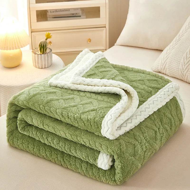 Blanket Double Thickened Warm Coral Fleece Sofa Winter Blanket - www.Shopthatapp.com