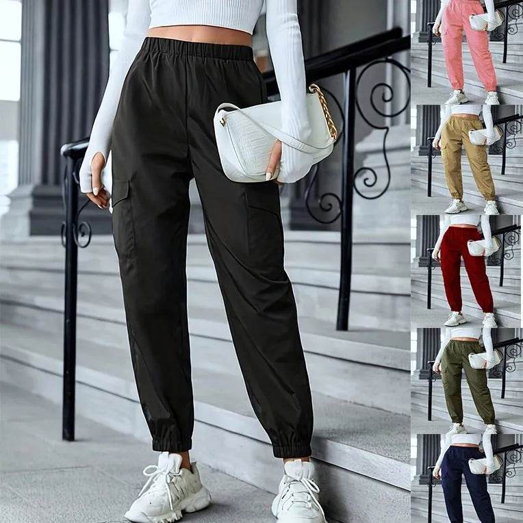 New Cargo Pants Fashion Casual Multi-pocket Elastic Waist Pencil Pants For Women - www.Shopthatapp.com