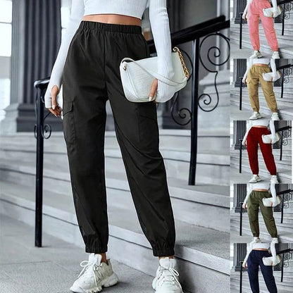New Cargo Pants Fashion Casual Multi-pocket Elastic Waist Pencil Pants For Women - www.Shopthatapp.com