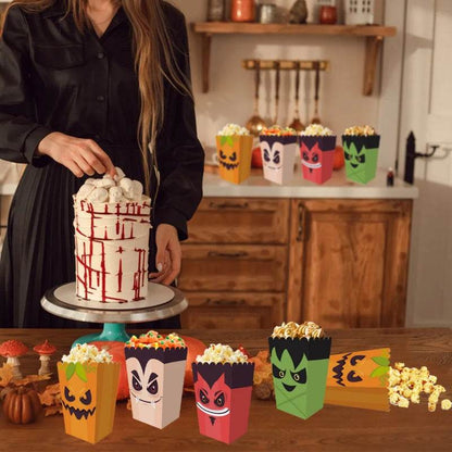 12 Pieces Halloween Popcorn Box Halloween Party Favor Snack Treat Boxes Candy Cookie Container Decorations Gifts For Popcorn Sales Halloween Party Favor Supplies - www.Shopthatapp.com