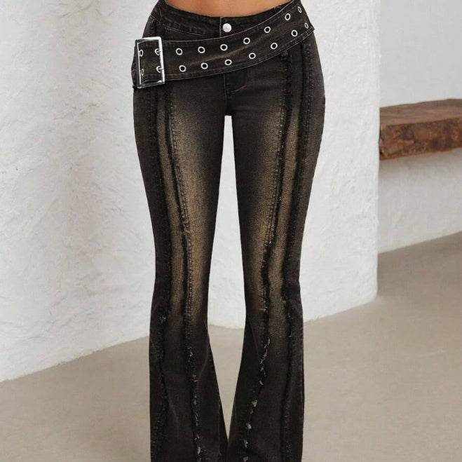 Women's Fashionable Low Waist Flared Jeans - www.Shopthatapp.com