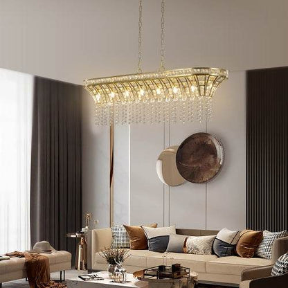 Modern Champagne Gold Kitchen Island Lamp - Oval Crystal Ceiling Chandelier - www.Shopthatapp.com