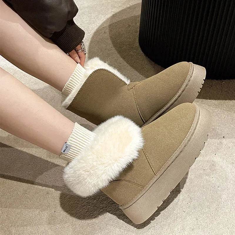 Winter Warm Snow Boots New Fashion Foldable Fleece Cotton Shoes For Women Plus Velvet And Thickened Plush Ankle Boots - www.Shopthatapp.com