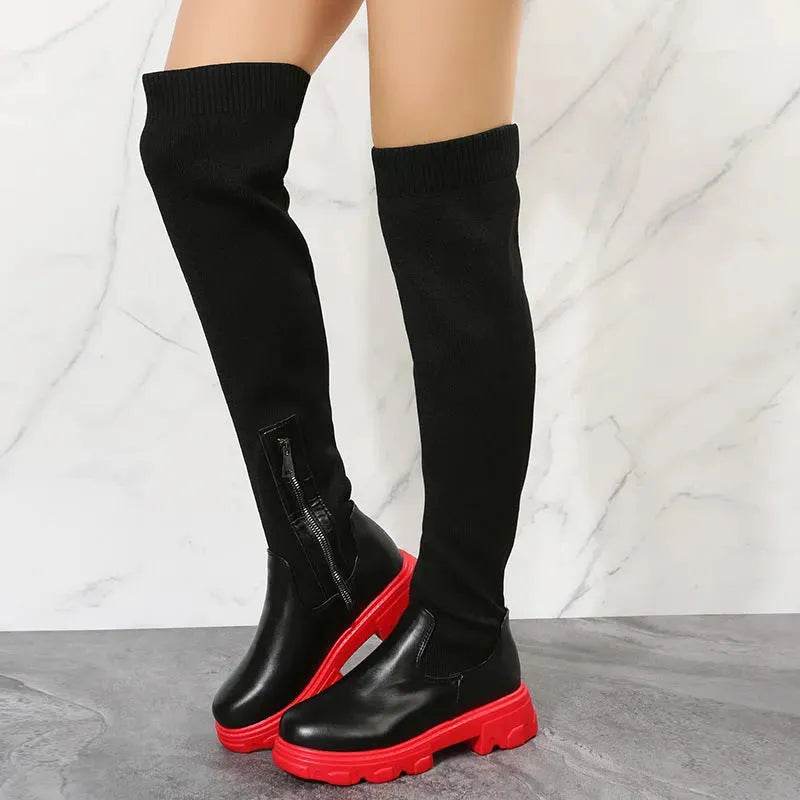 Long Boots Women Winter Shoes Fashion Side Zipper Knee High Boots - www.Shopthatapp.com