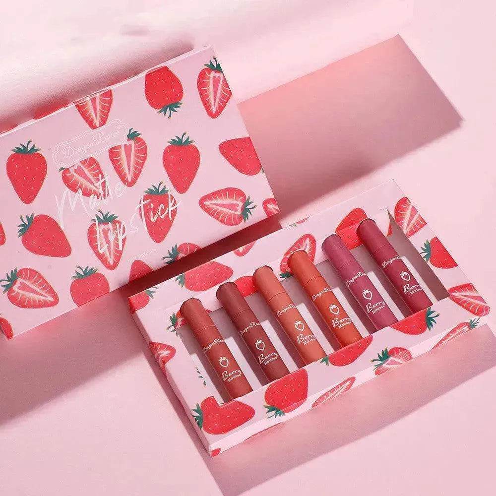 6pcs Box Strawberry Set Lip Gloss Non-stick Cup - www.Shopthatapp.com