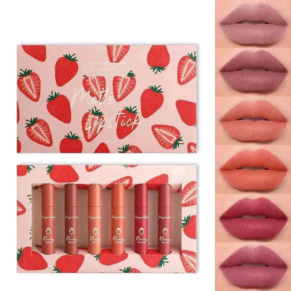 6pcs Box Strawberry Set Lip Gloss Non-stick Cup - www.Shopthatapp.com