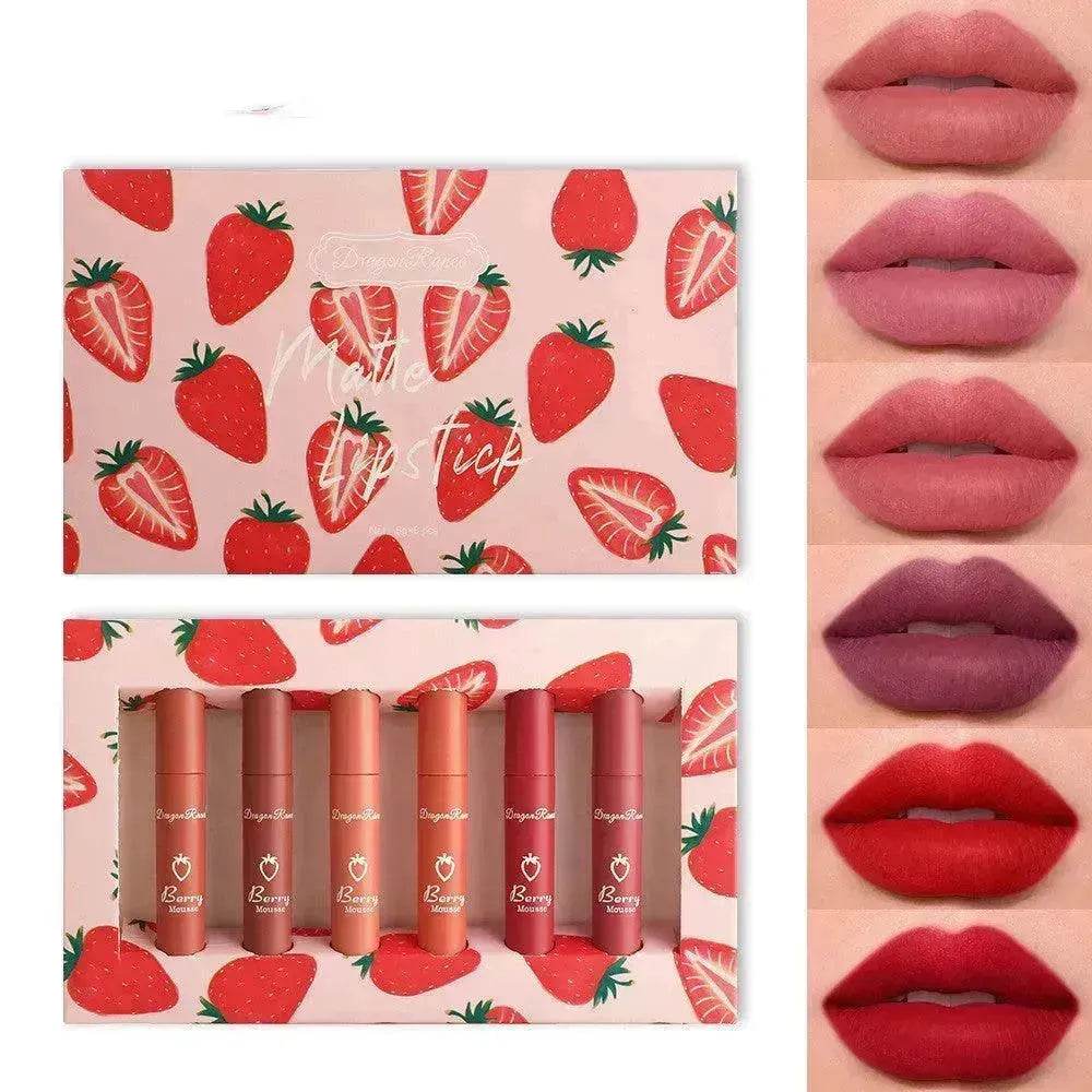 6pcs Box Strawberry Set Lip Gloss Non-stick Cup - www.Shopthatapp.com