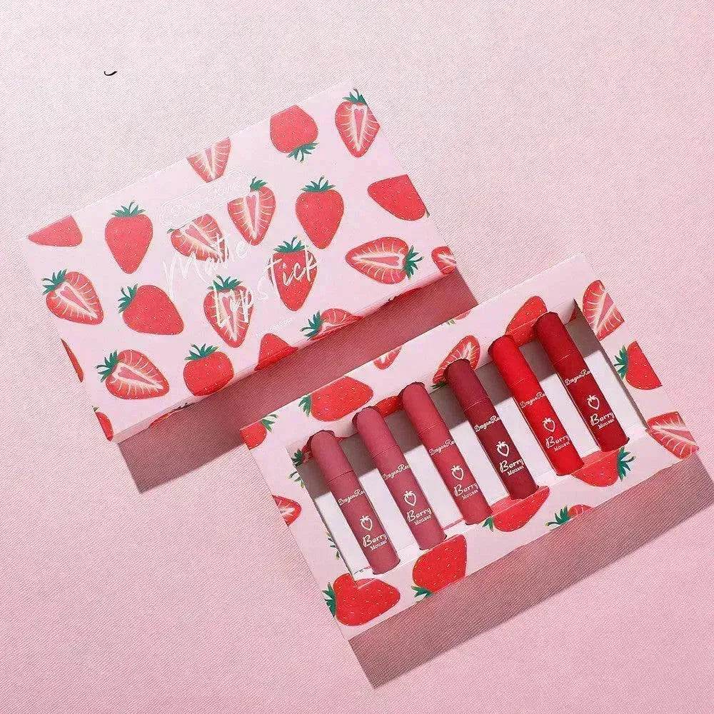 6pcs Box Strawberry Set Lip Gloss Non-stick Cup - www.Shopthatapp.com