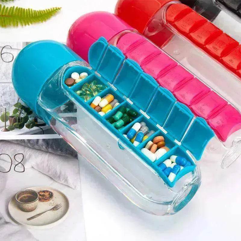 7-Day Pillbox Water Bottle Travel Organizer - www.Shopthatapp.com