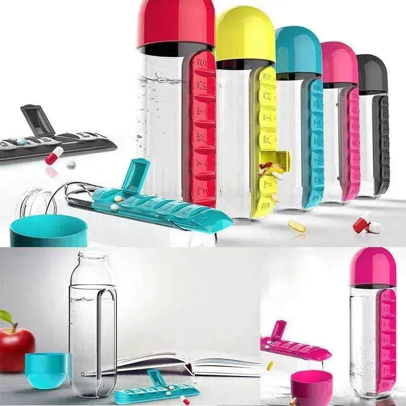 7-Day Pillbox Water Bottle Travel Organizer - www.Shopthatapp.com