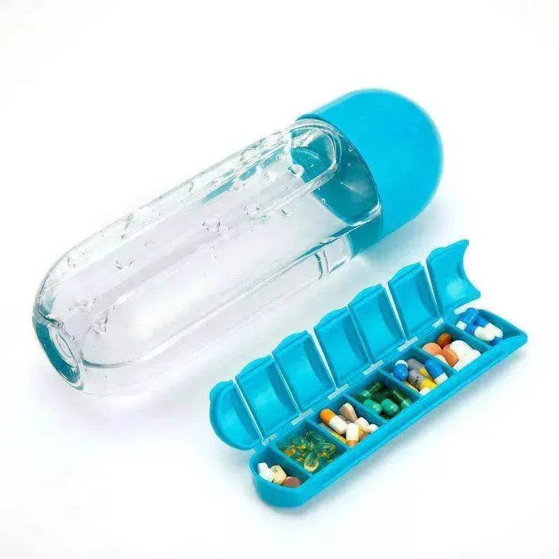7-Day Pillbox Water Bottle Travel Organizer - www.Shopthatapp.com