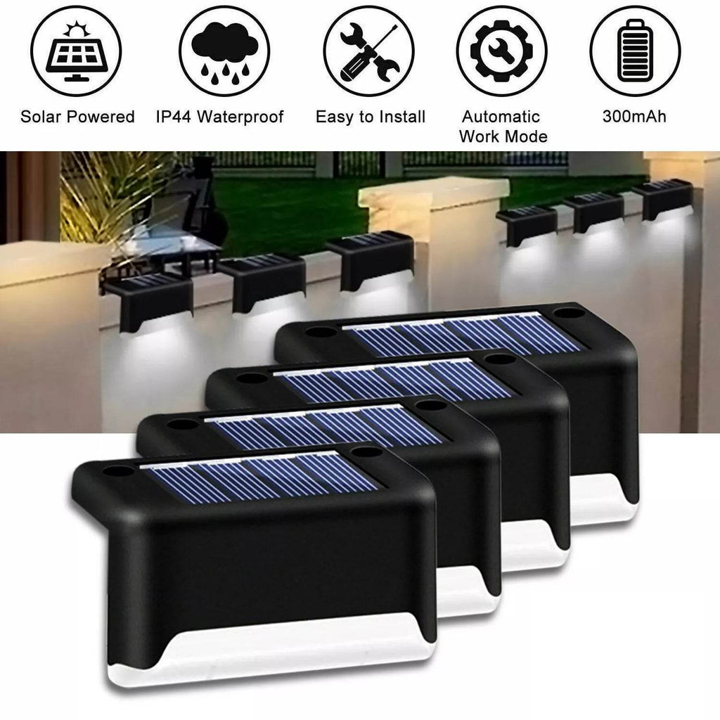 4 Solar LED Bright Deck Lights Outdoor Garden Patio Railing Decks Path Lighting Outdoor Garden Light Deck Lamp Solar Stairs Light - www.Shopthatapp.com