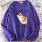 Women Chic Casual No Flattering Cat Print Crew Neck Sweatshirt - www.Shopthatapp.com