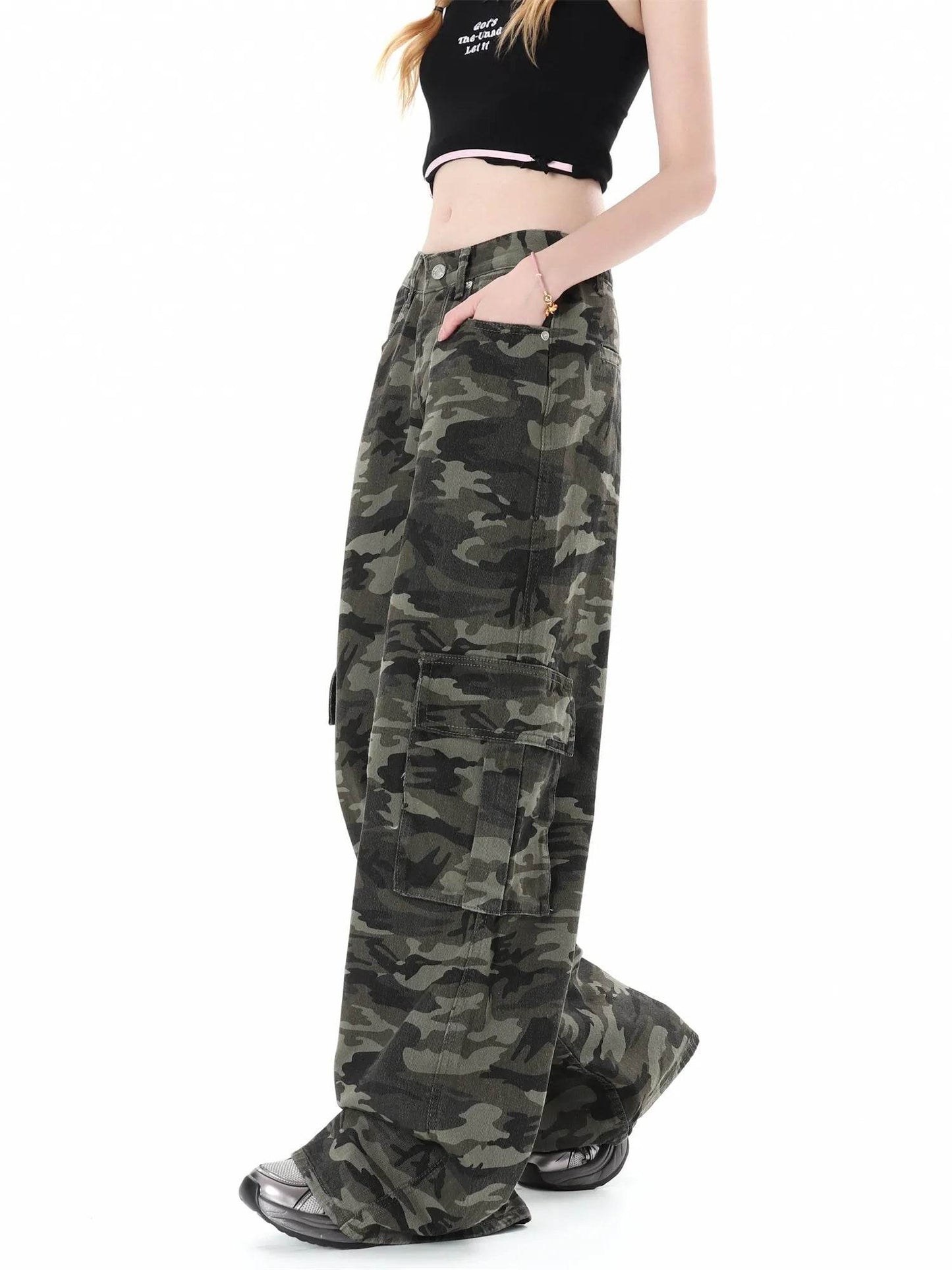 Camouflage Multi Pocket Workwear Baggy Jeans Pant For Men And Women Lazy High Street Straight Tube - www.Shopthatapp.com