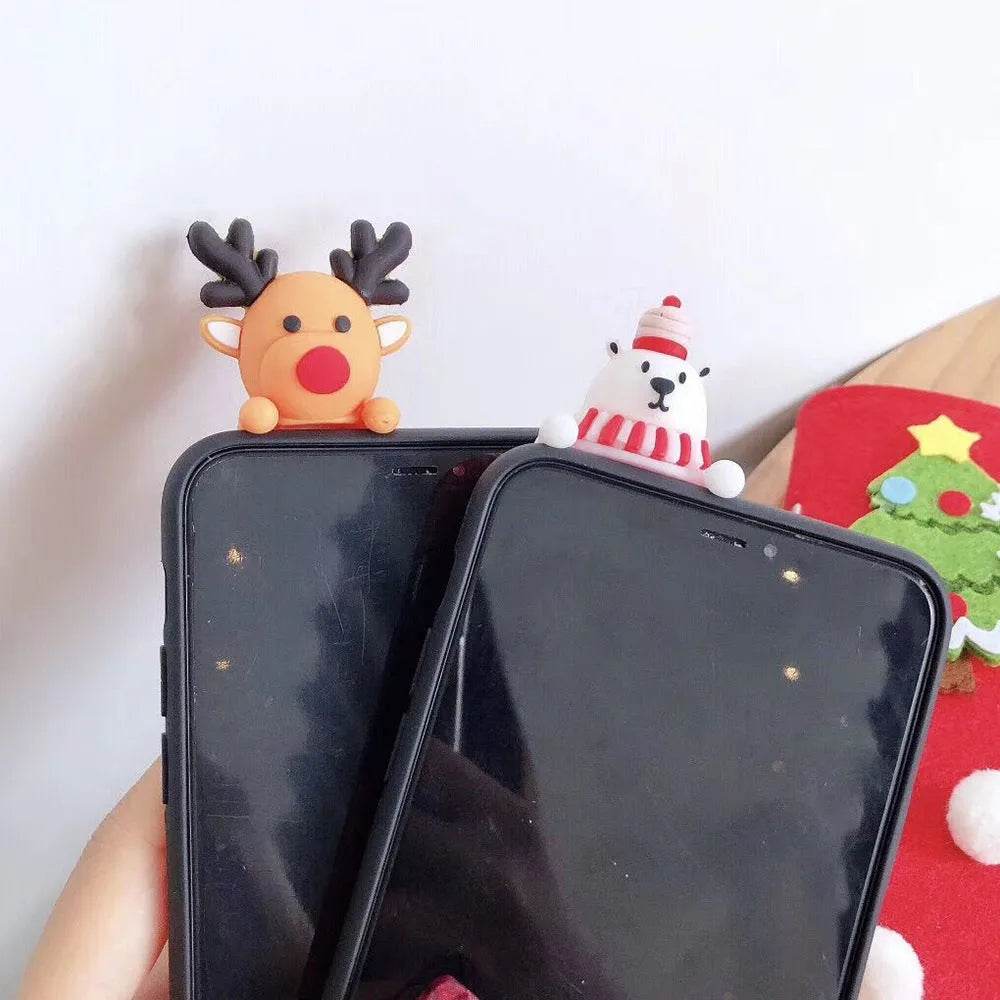 Merry Snowflakes Santa Deer Christmas-themed phone case - www.Shopthatapp.com